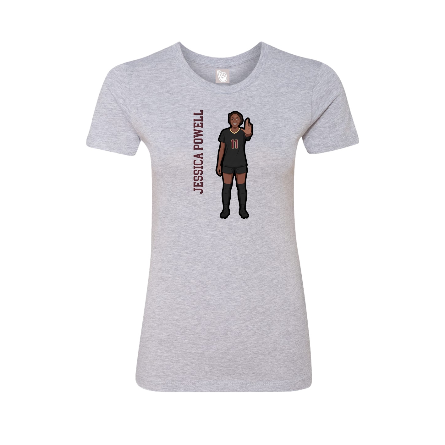 Womens Tee — Name Vertical in Grey