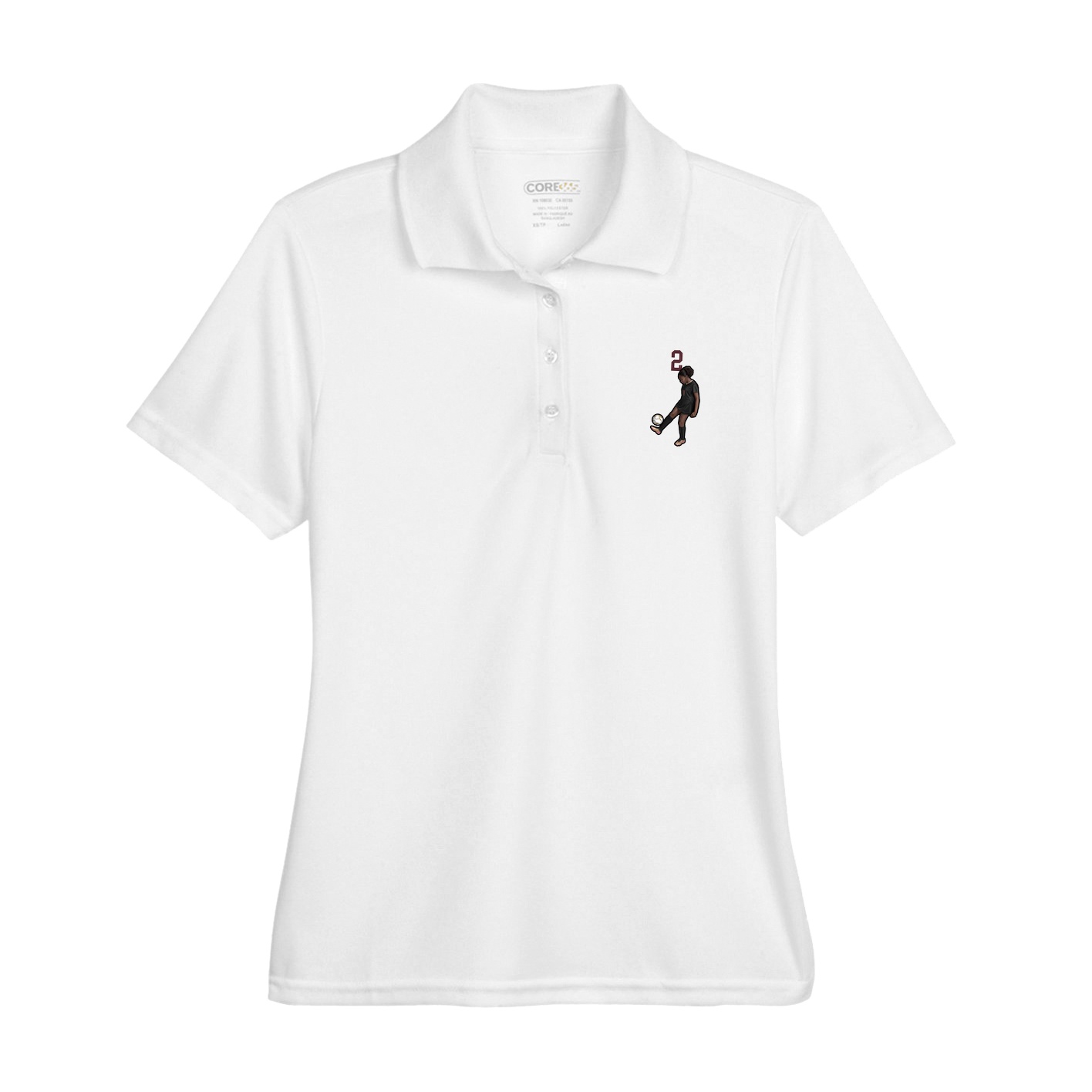 Womens Performance Polo — Number Top in White