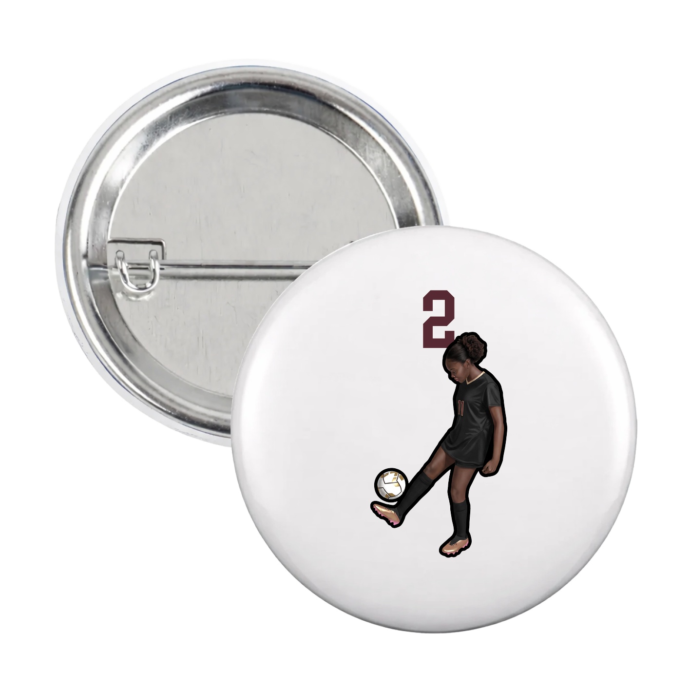 Game Day Button — Number Top in White