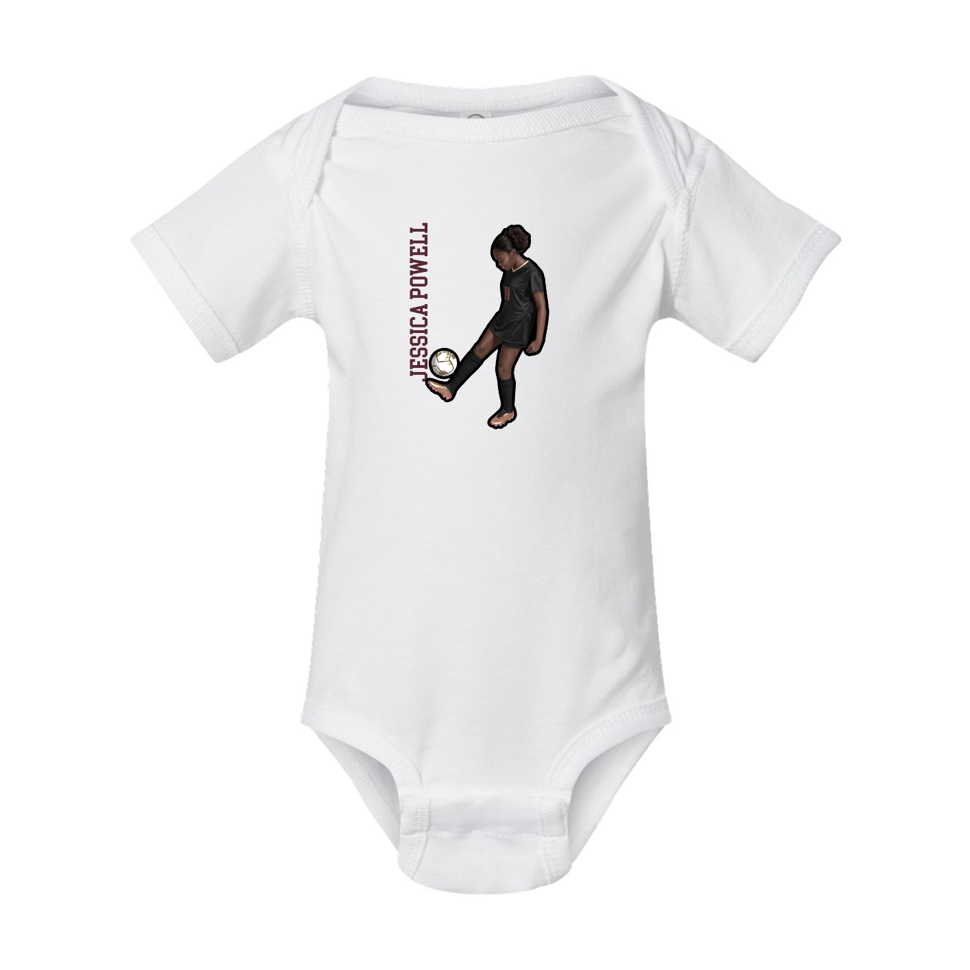 Baby Onesie — Name Vertical in White