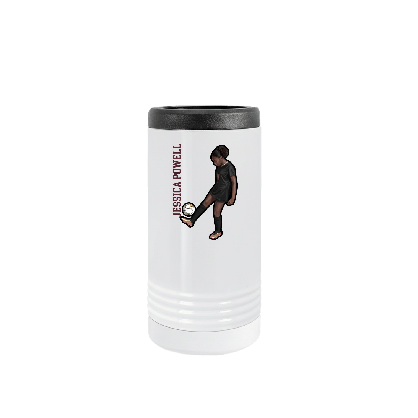 Slim Beverage Holder — Name Vertical in White