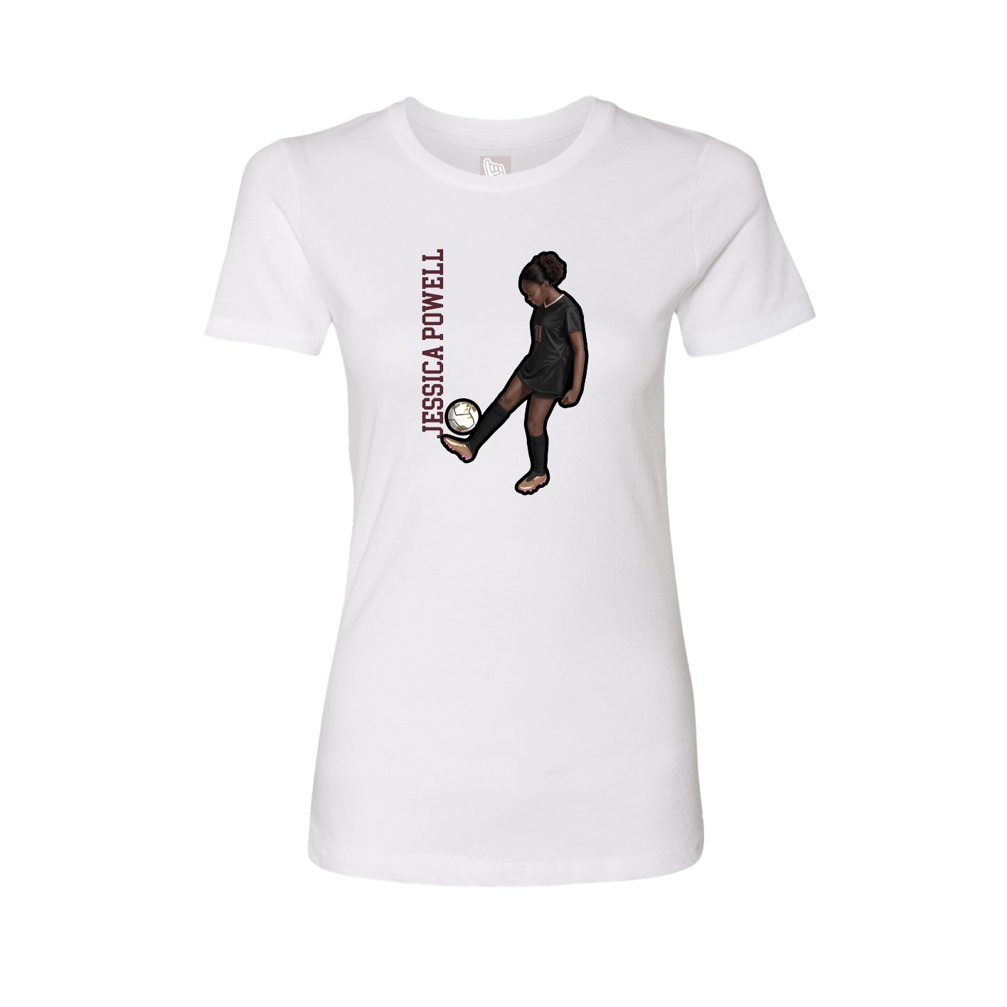 Womens Tee — Name Vertical in White