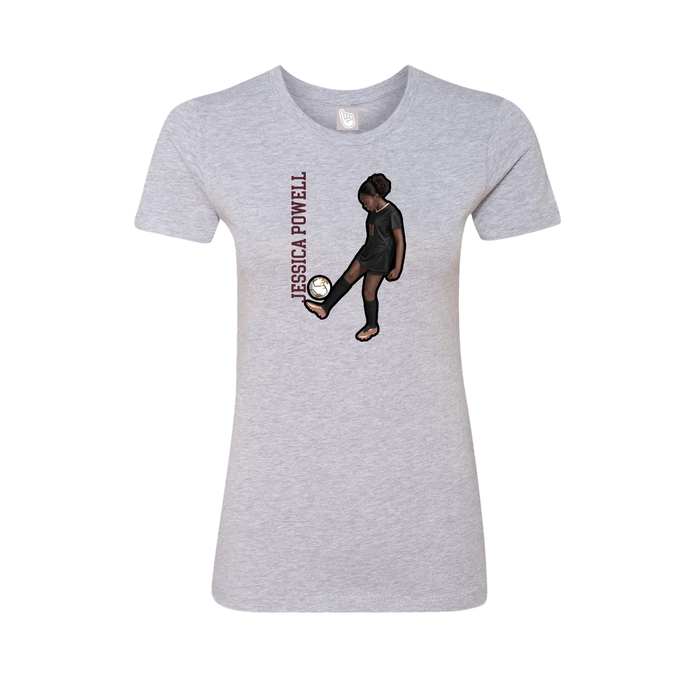 Fitted Women's Tee — Name Vertical in Grey