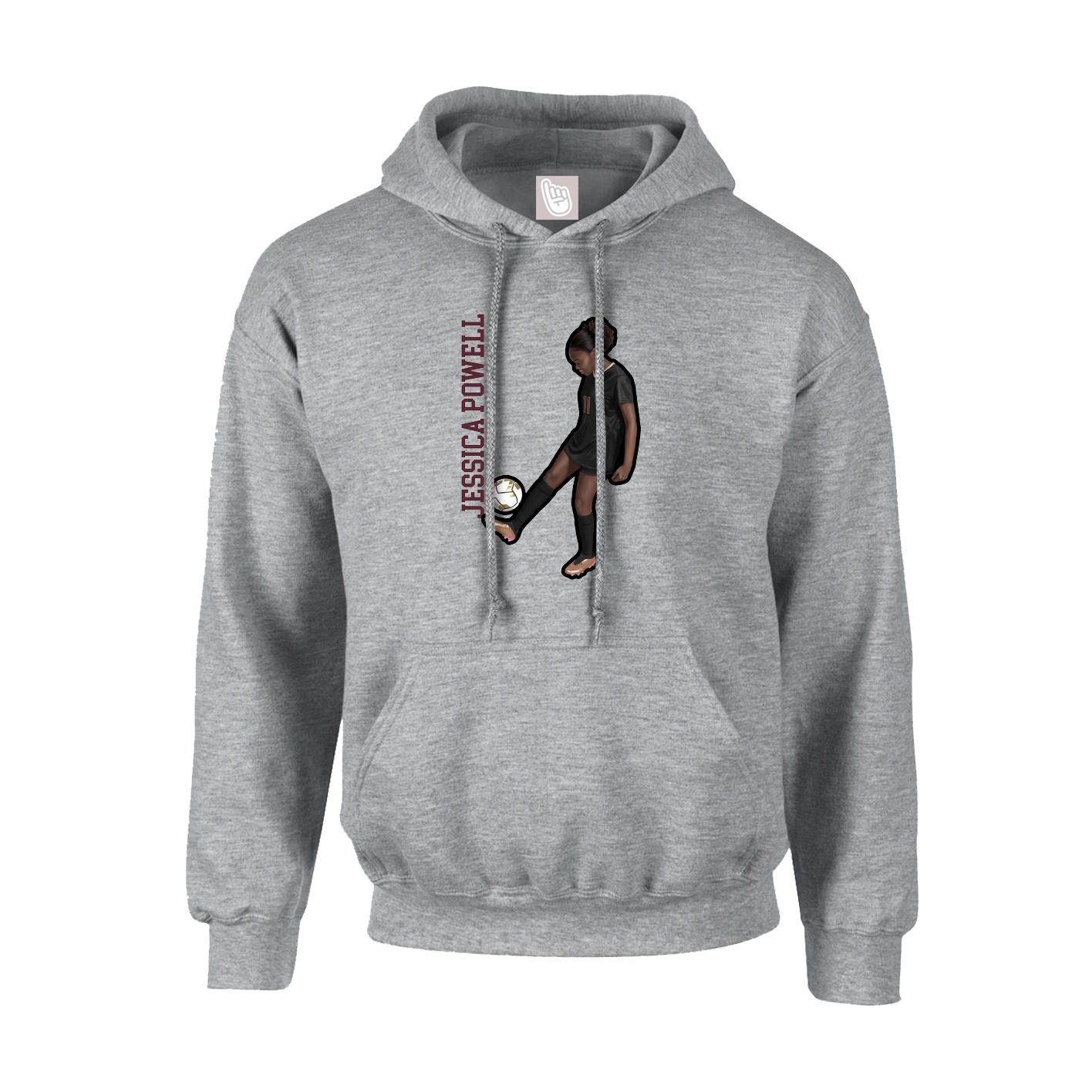 Hoodie — Name Vertical in Grey