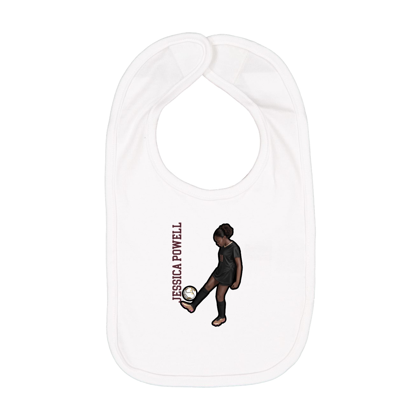 Infant Bib — Name Vertical in White