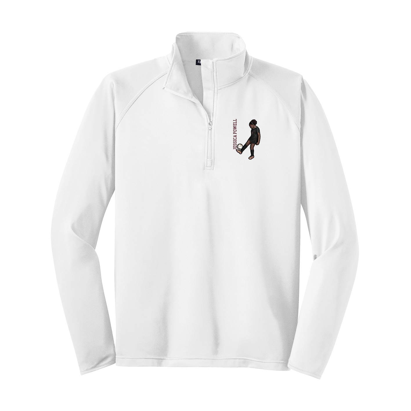 Q-Zip Pullover — Name Vertical in White