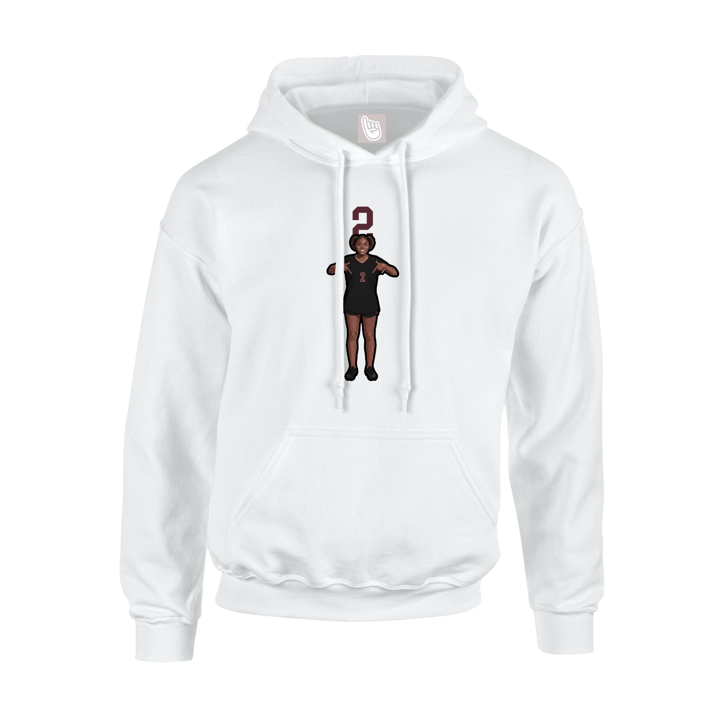 Youth Hoodie — Number Top in White