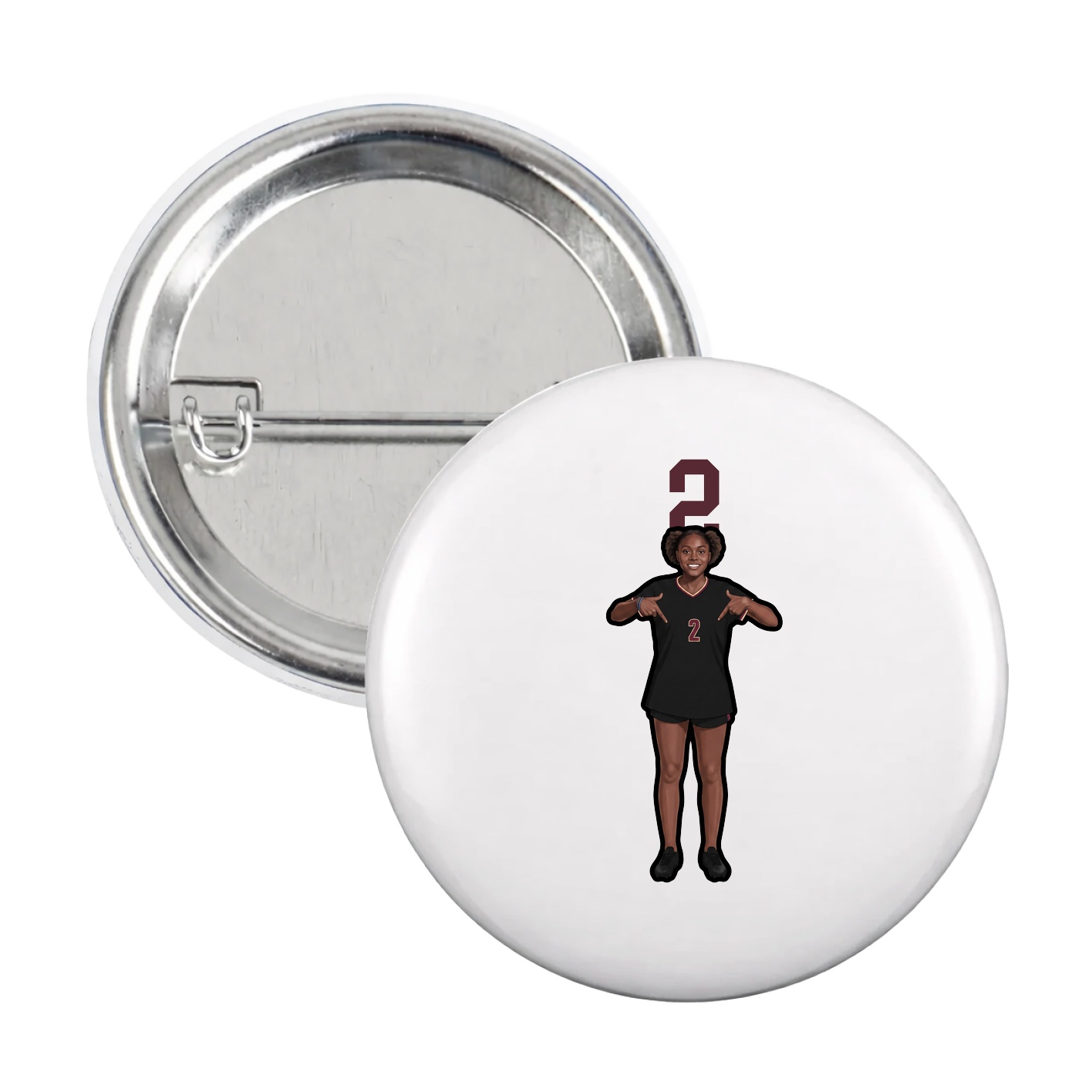 Game Day Button — Number Top in White