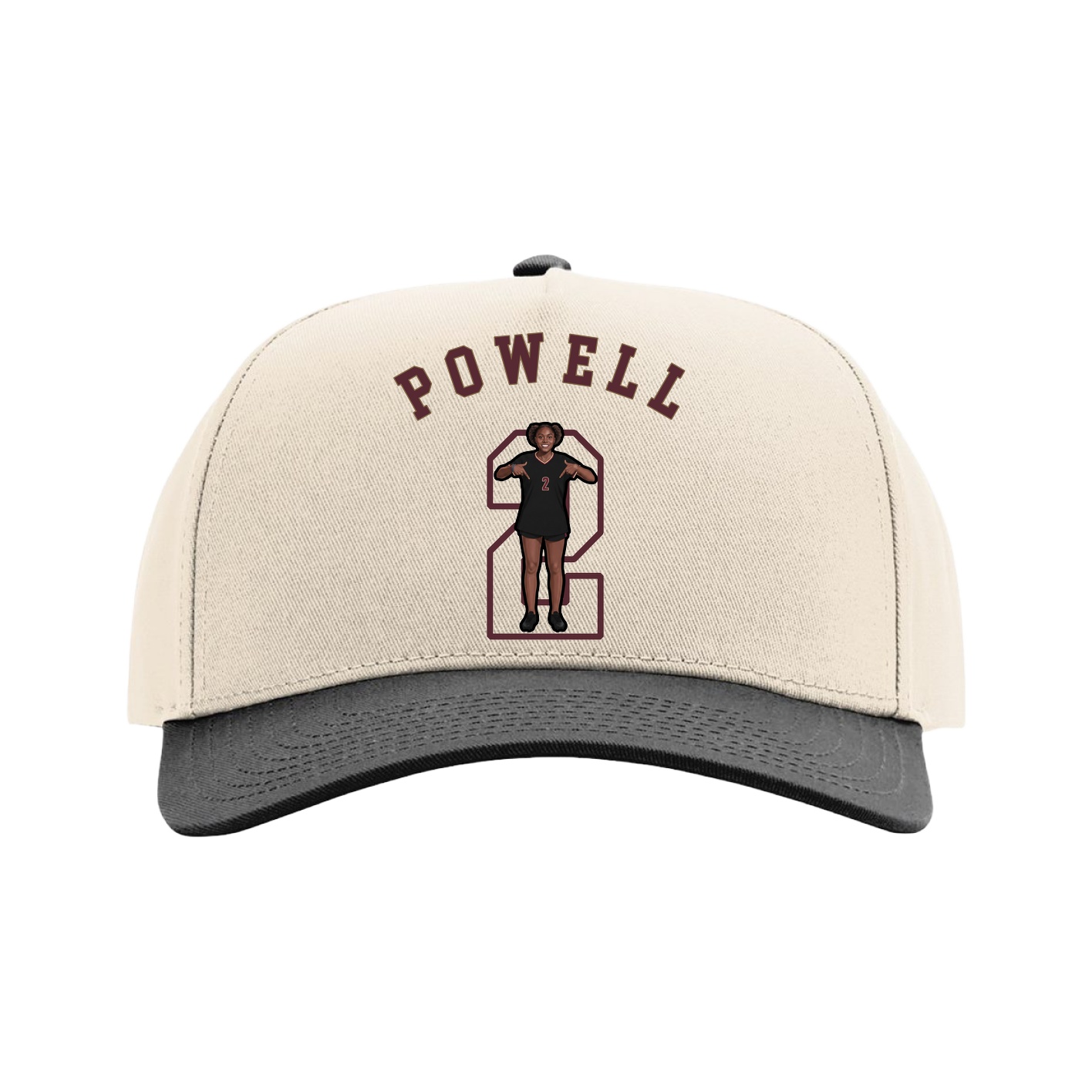 Full Fabric Five-Panel Champ Cap — Shirsey Arch in Cream/Black