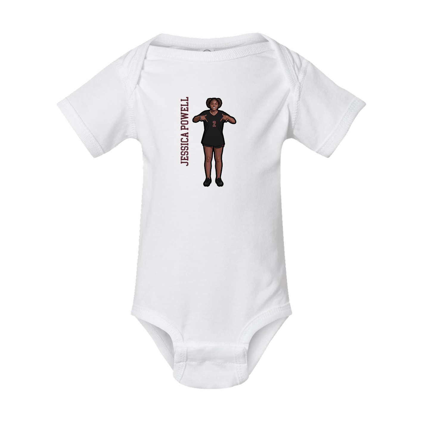 Baby Onesie — Name Vertical in White