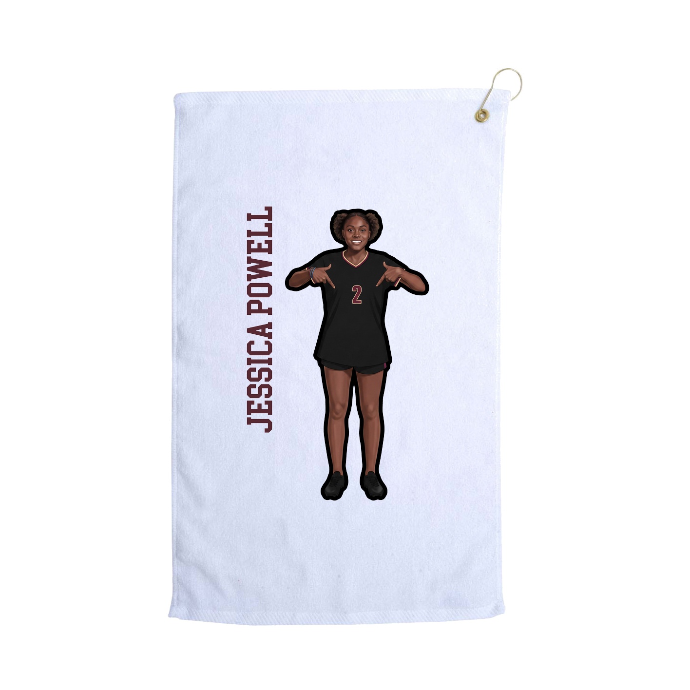 Golf Towel — Name Vertical in White