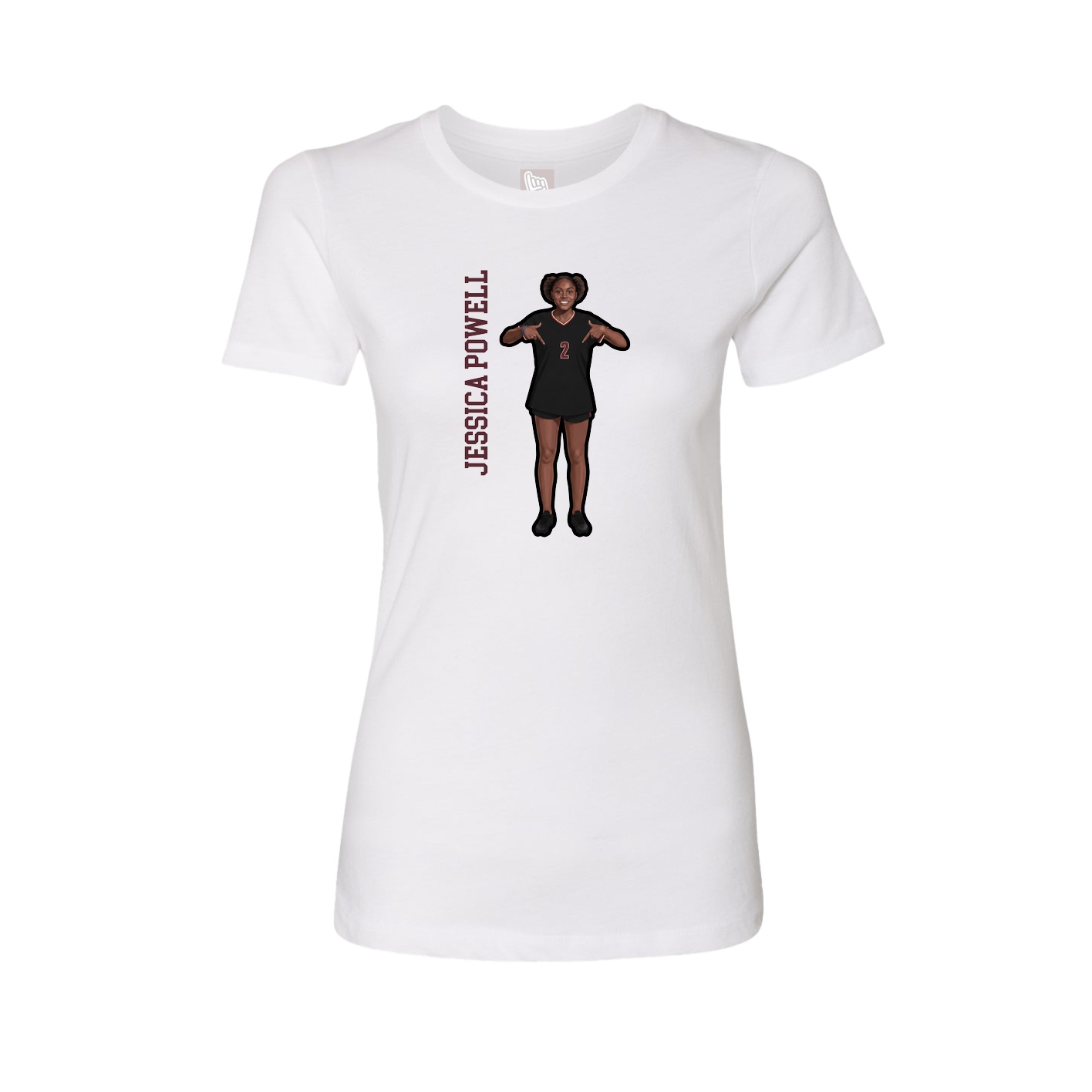 Womens Tee — Name Vertical in White