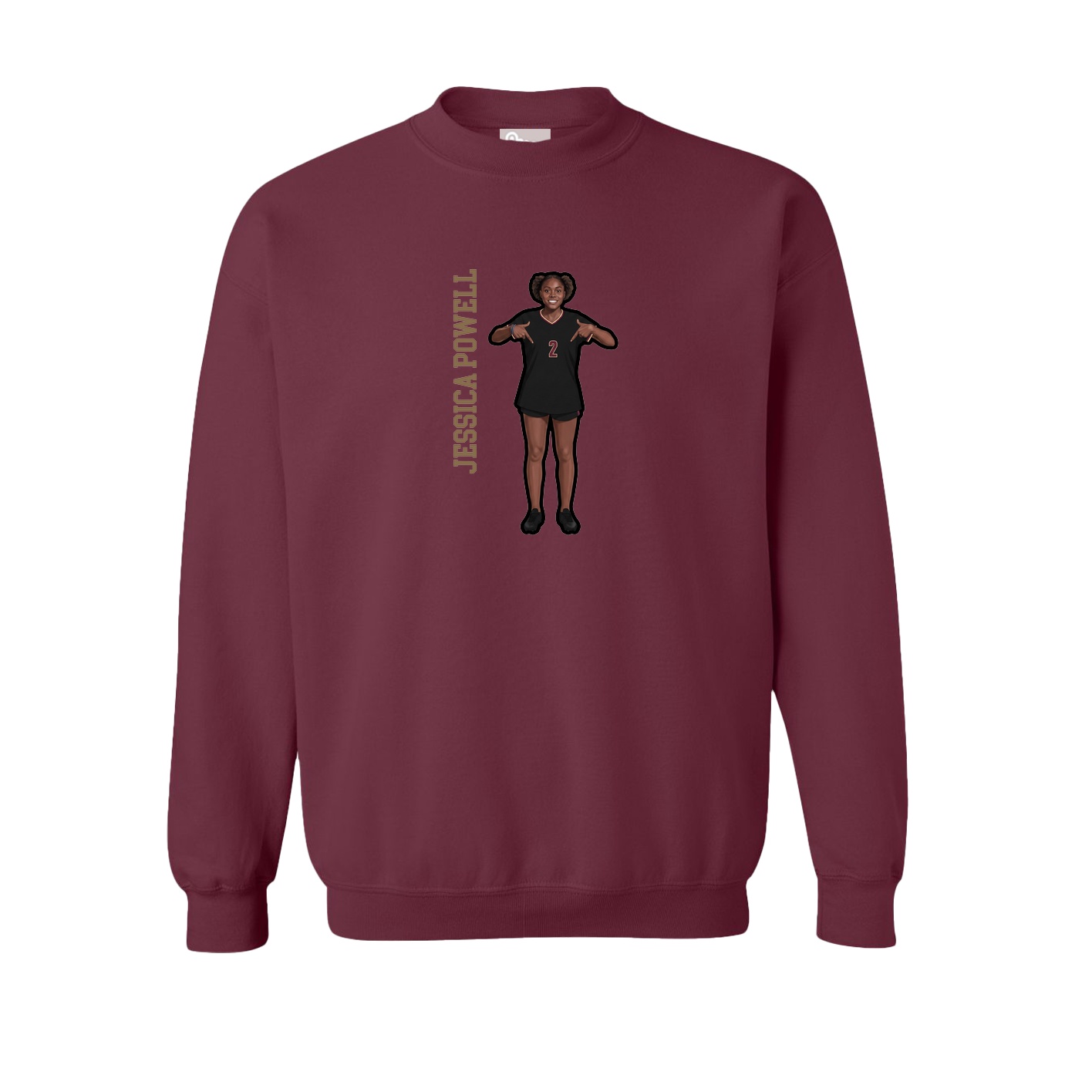 Fleece Crew — Name Vertical in Maroon