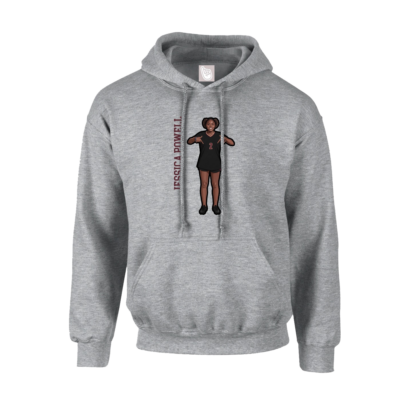 Youth Hoodie — Name Vertical in Grey