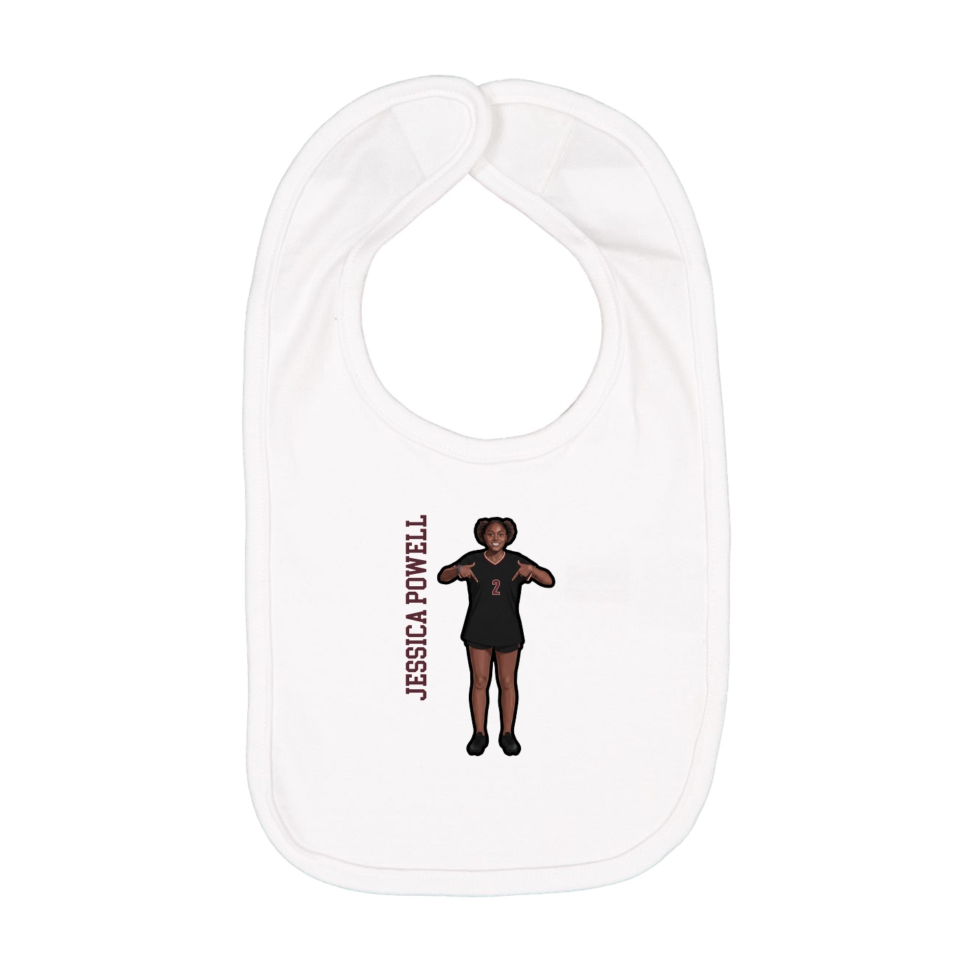 Infant Bib — Name Vertical in White