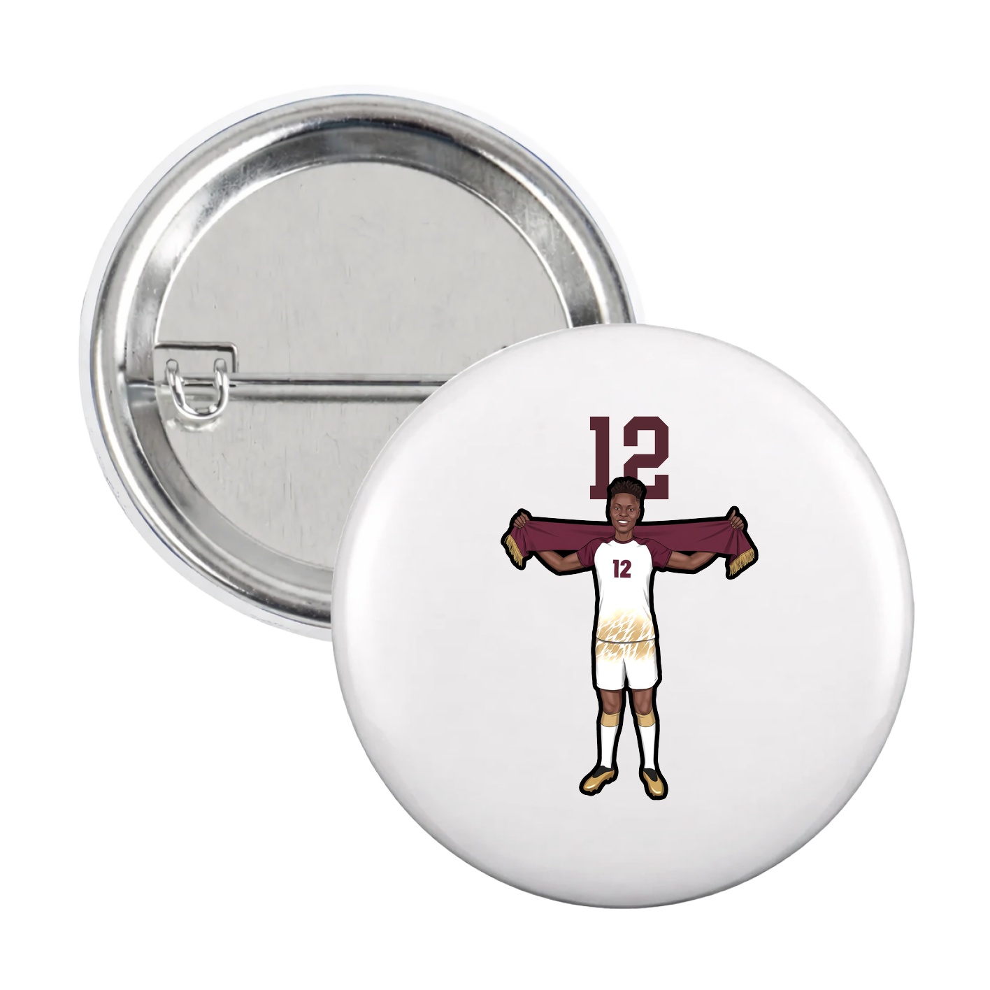 Game Day Button — Number Top in White