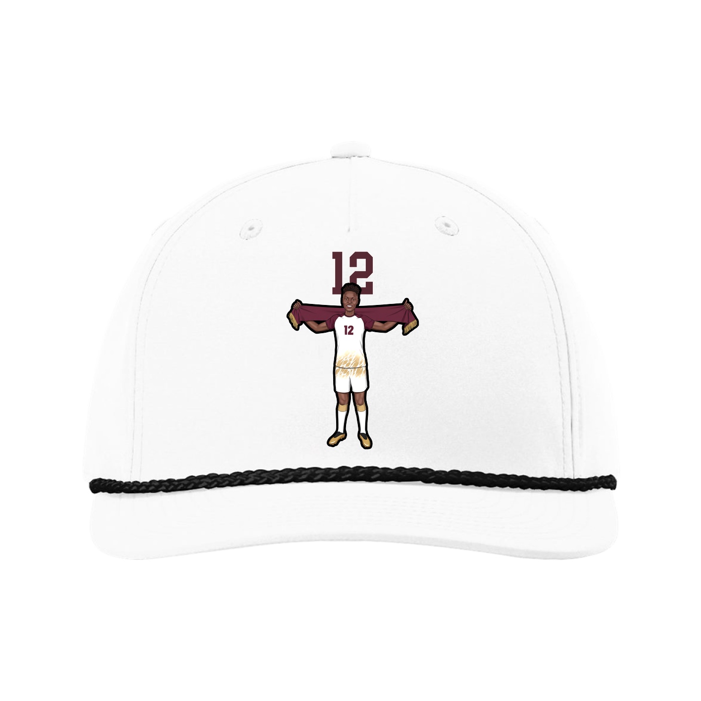 Five-Panel Classic Rope Cap — Number Top in White