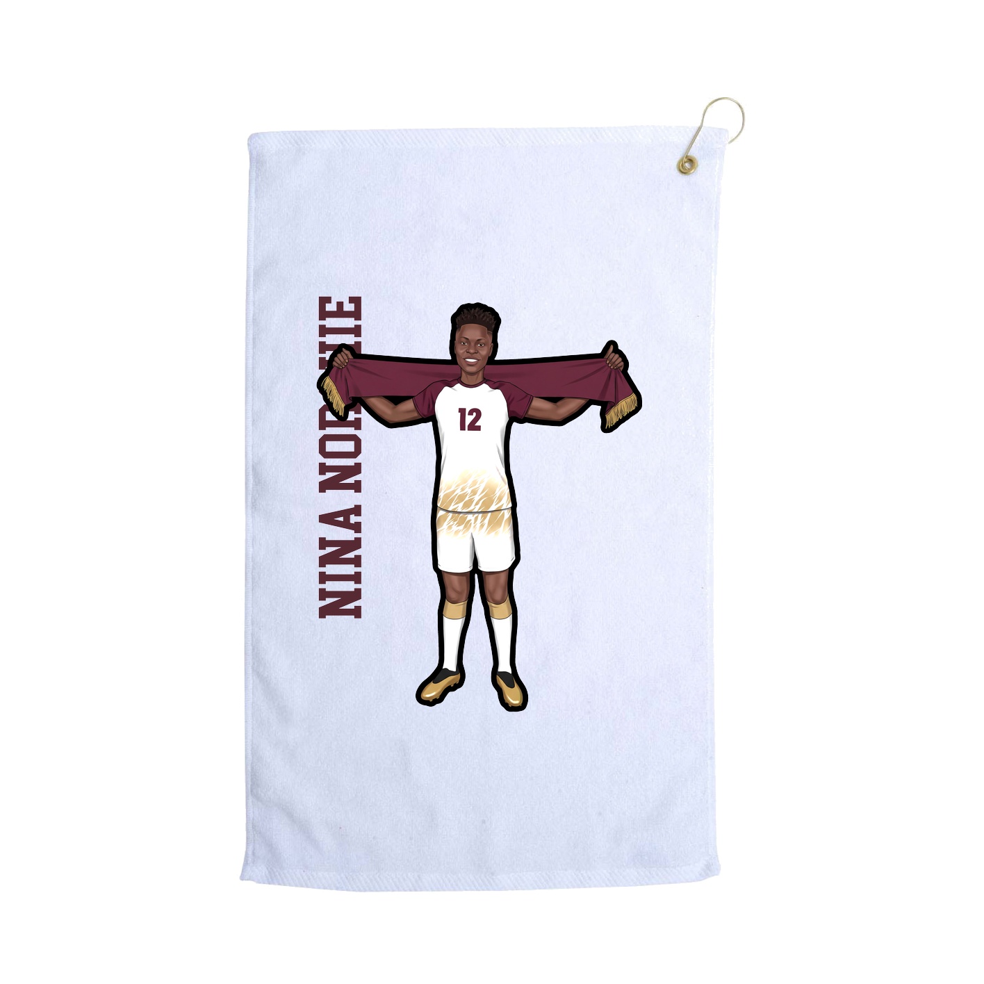 Golf Towel — Name Vertical in White