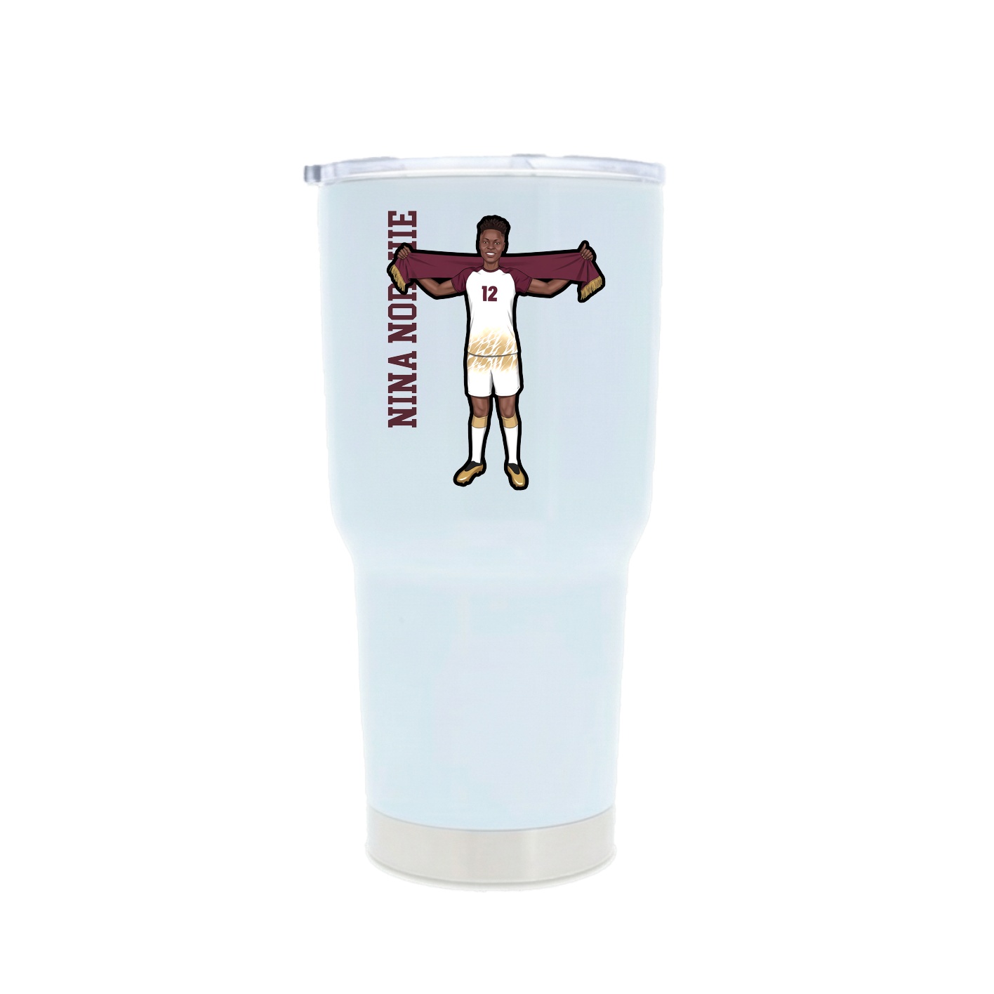 30oz Stainless Steel Tumbler — Name Vertical in White