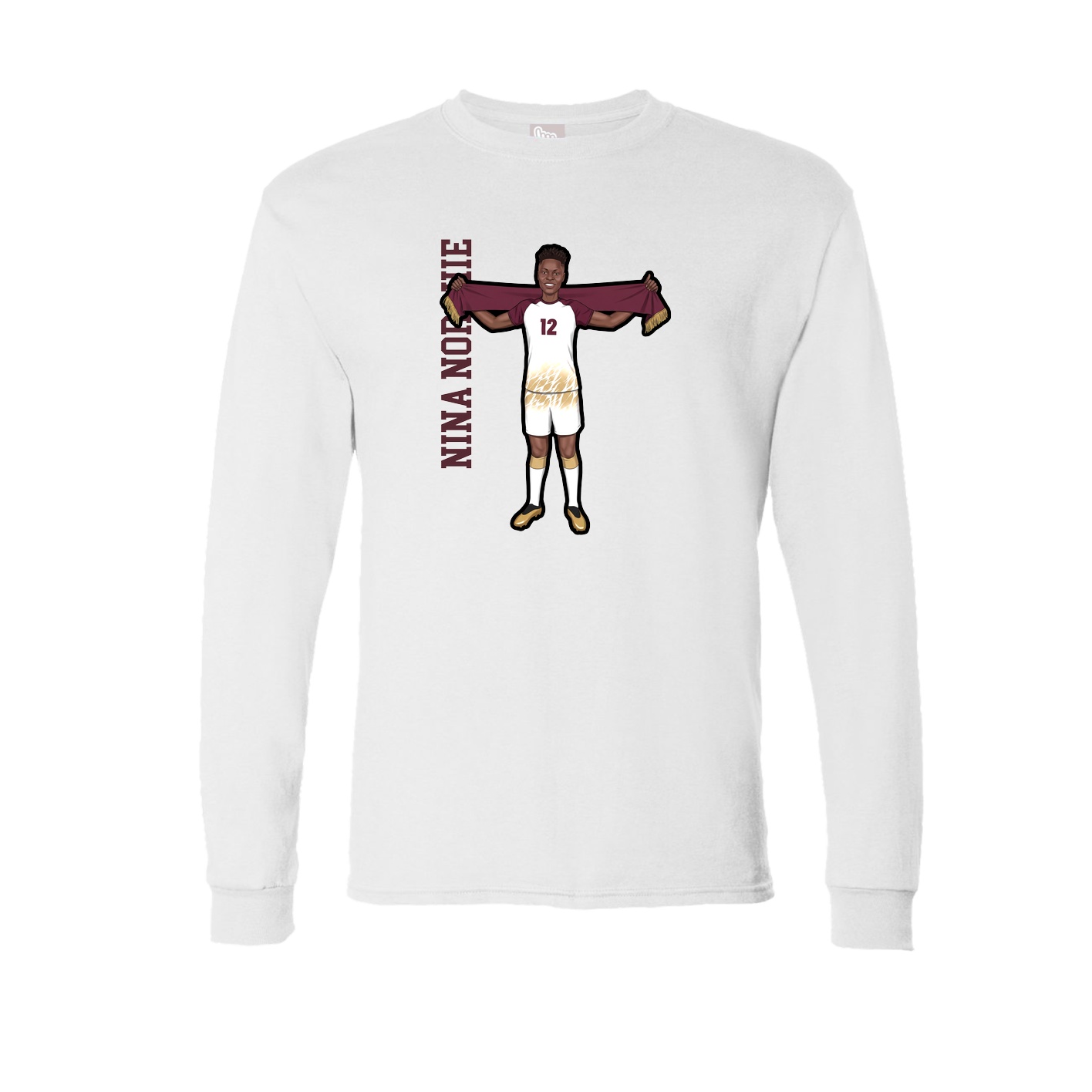 Long Sleeve Tee — Name Vertical in White