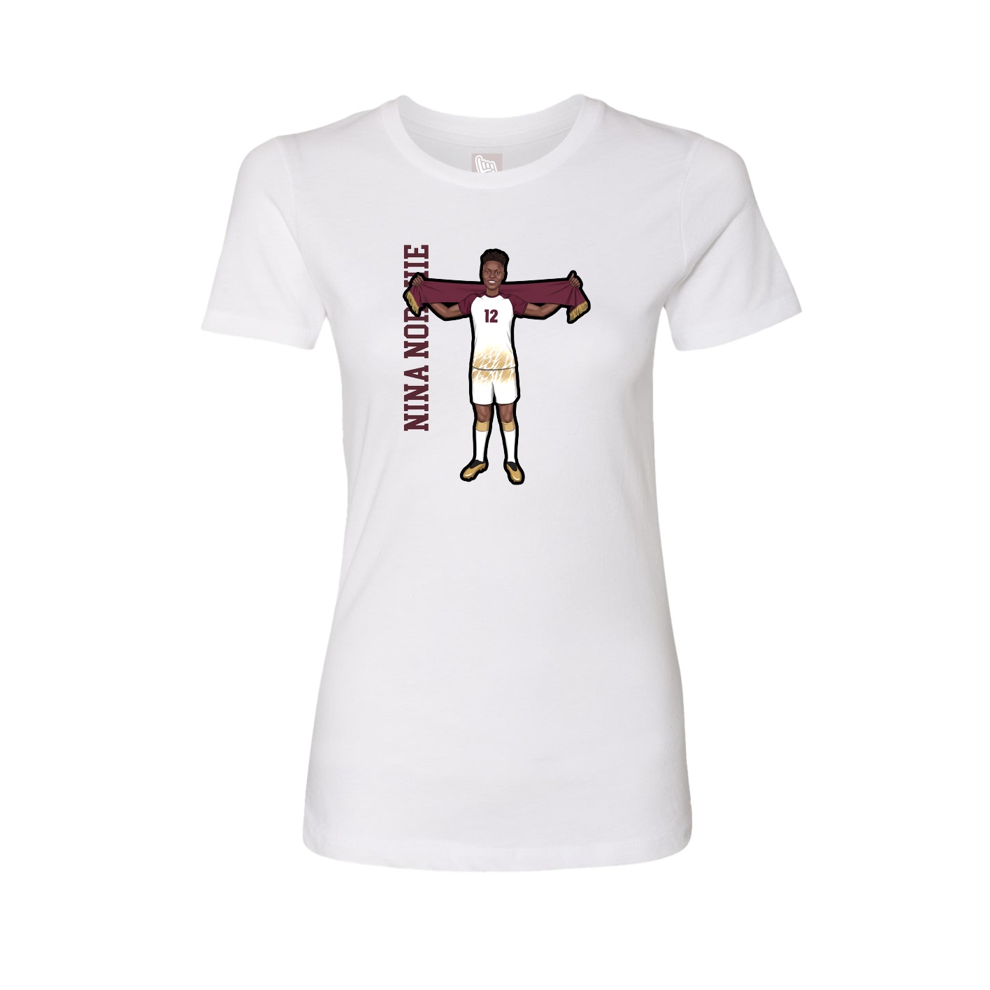 Fitted Women's Tee — Name Vertical in White