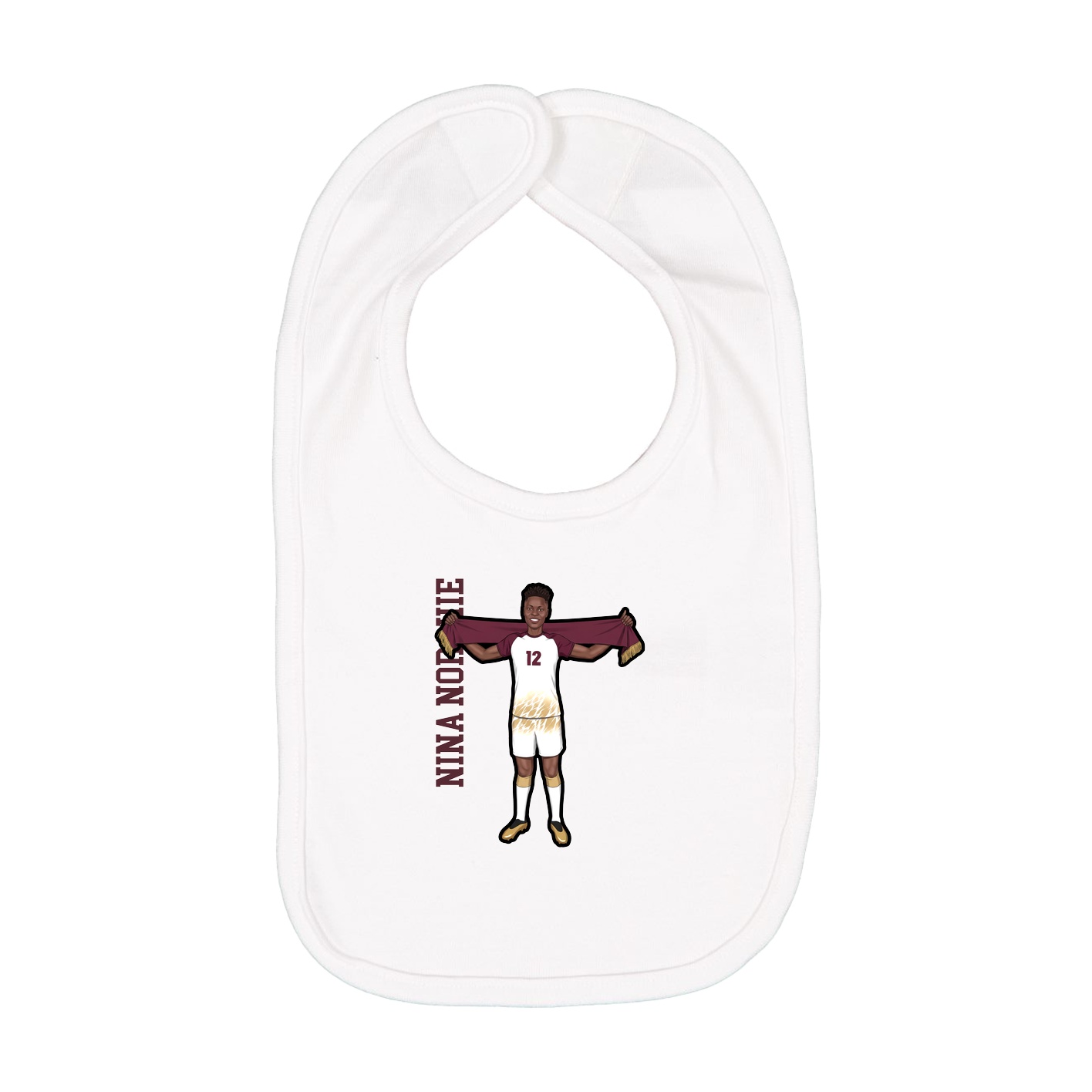 Infant Bib — Name Vertical in White