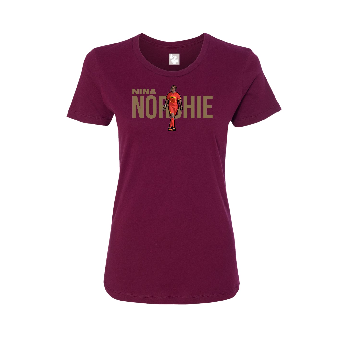 Fitted Women's Tee — Player Name in Maroon