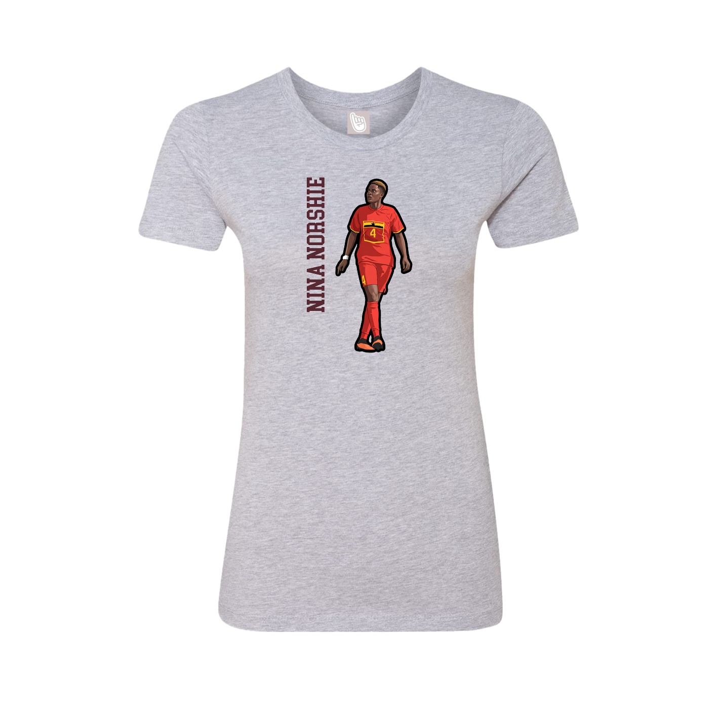 Fitted Women's Tee — Name Vertical in Grey