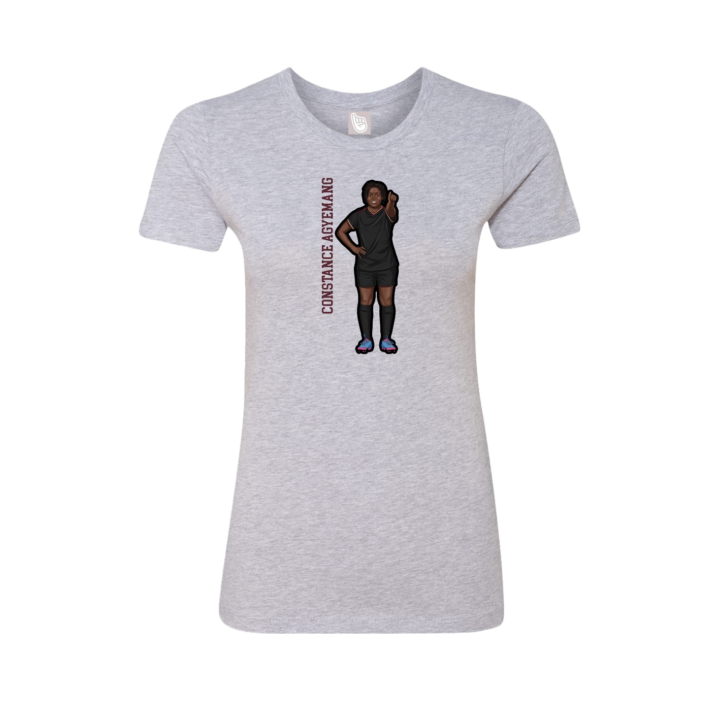 Fitted Women's Tee — Name Vertical in Grey