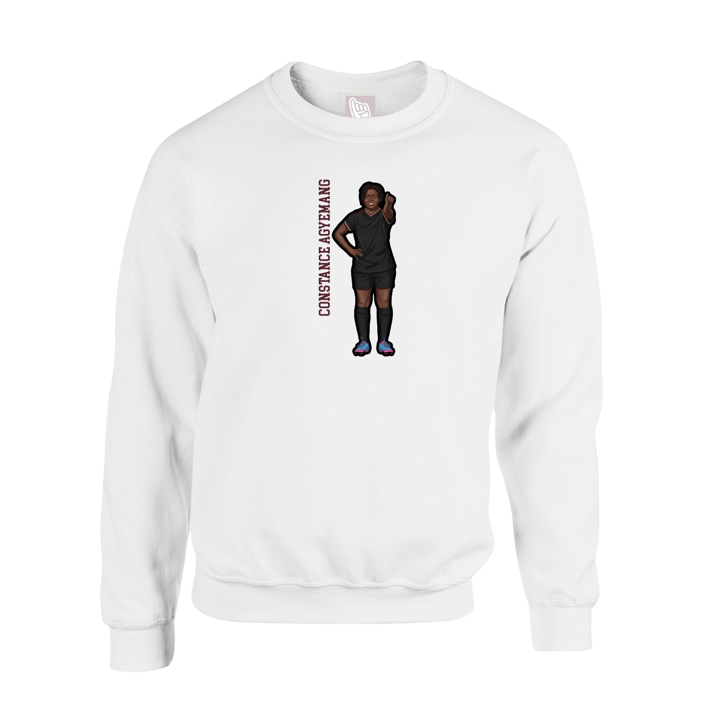 Fleece Crew — Name Vertical in White
