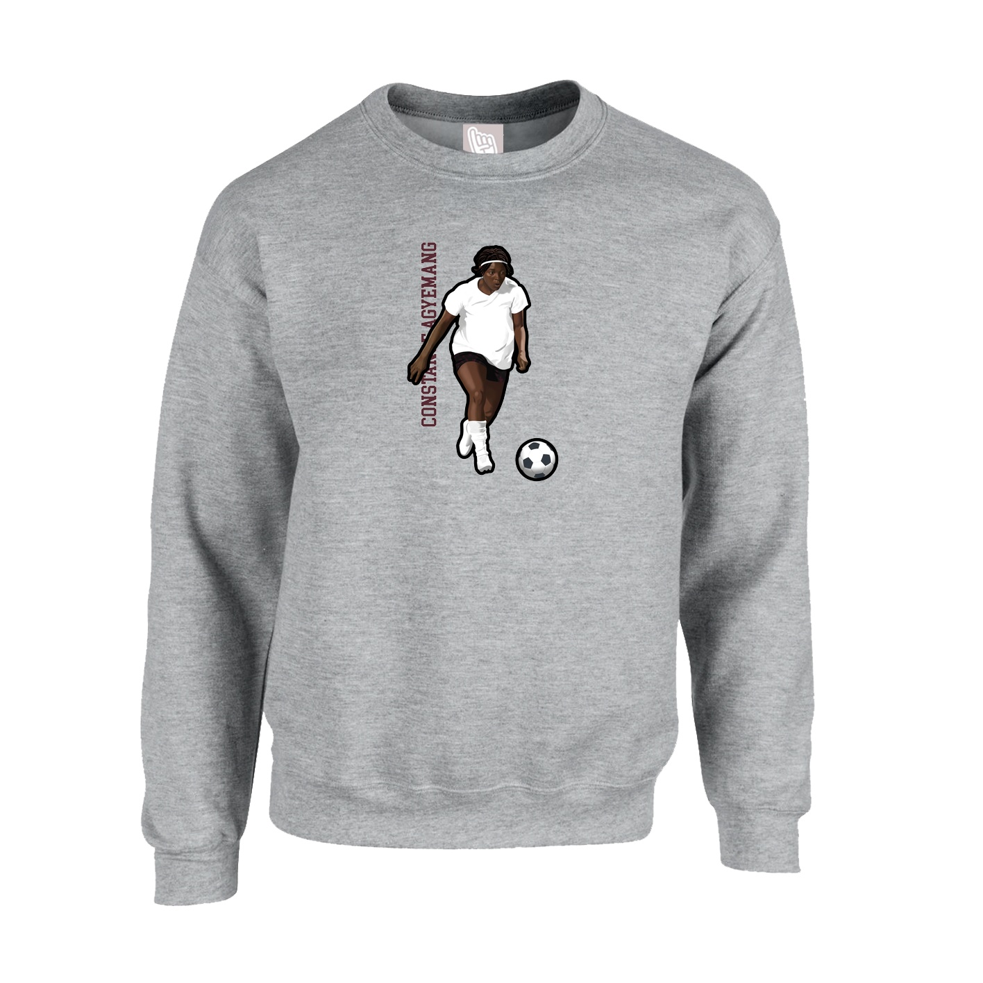 Fleece Crew — Name Vertical in Grey