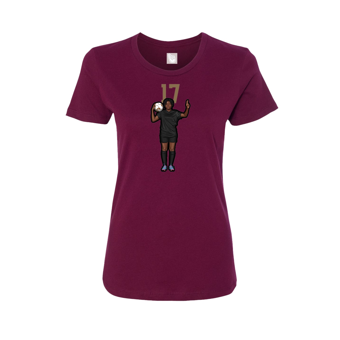 Fitted Women's Tee — Number Top in Maroon