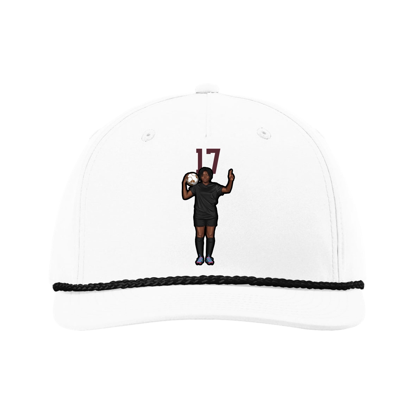 Five-Panel Classic Rope Cap — Number Top in White
