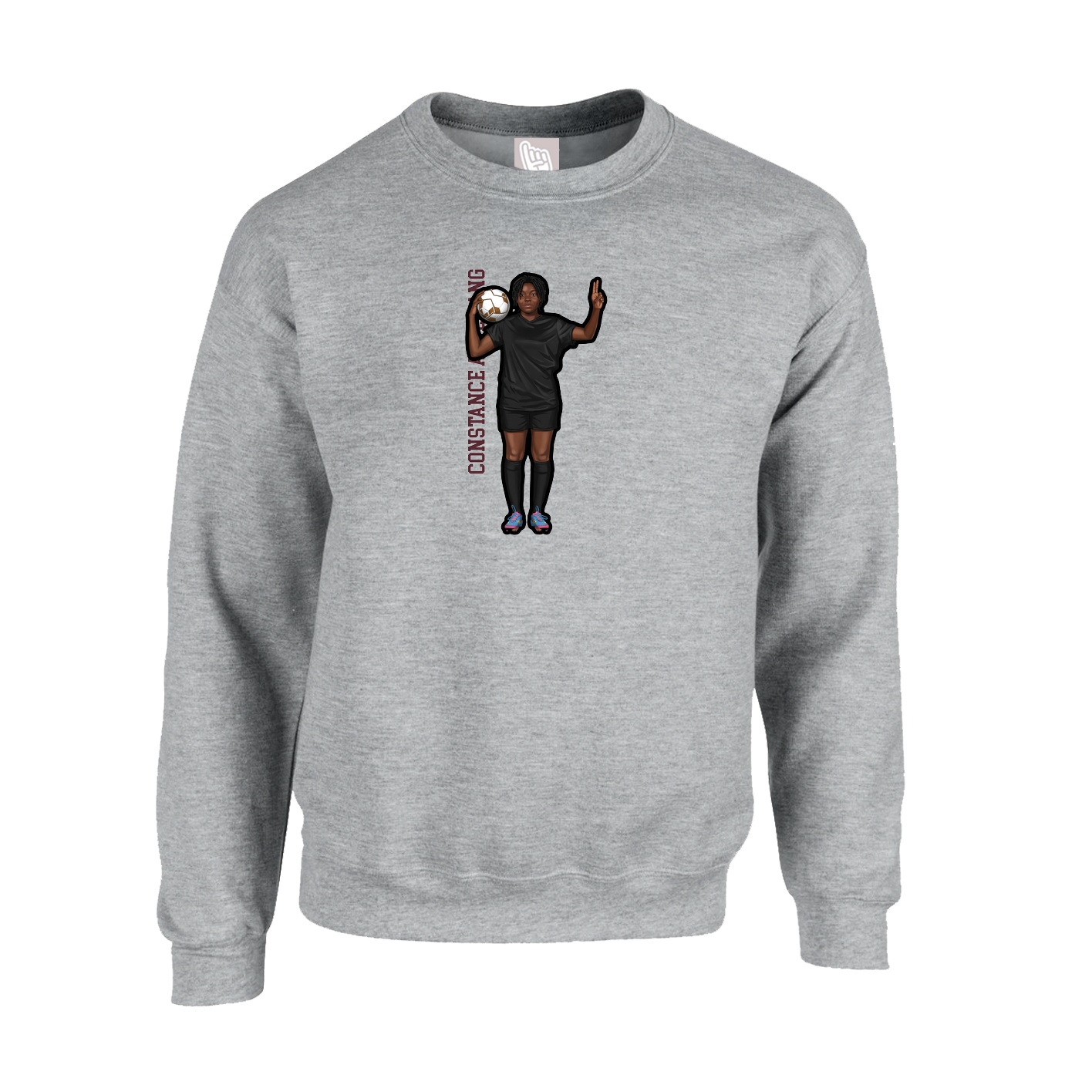 Fleece Crew — Name Vertical in Grey