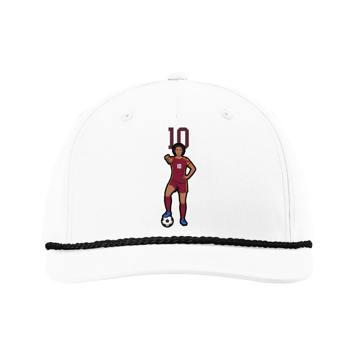 Five-Panel Classic Rope Cap — Number Top in White