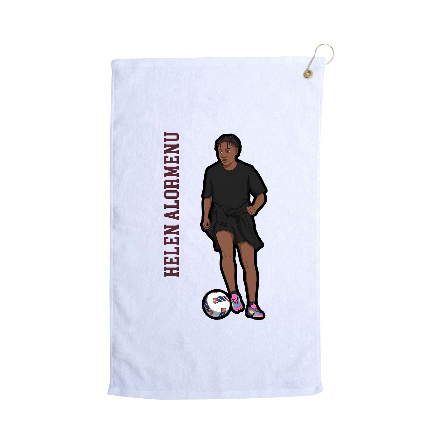 Golf Towel — Name Vertical in White