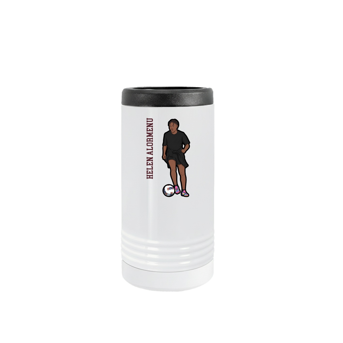 Slim Beverage Holder — Name Vertical in White