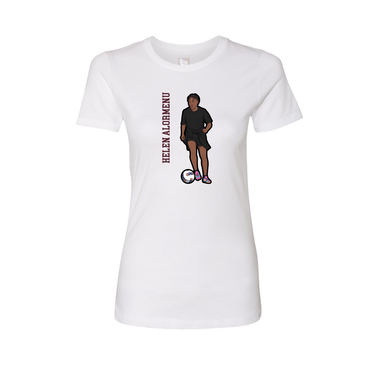Fitted Women's Tee — Name Vertical in White