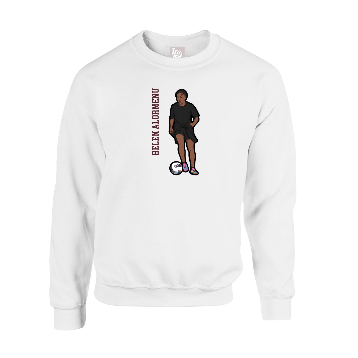 Fleece Crew — Name Vertical in White