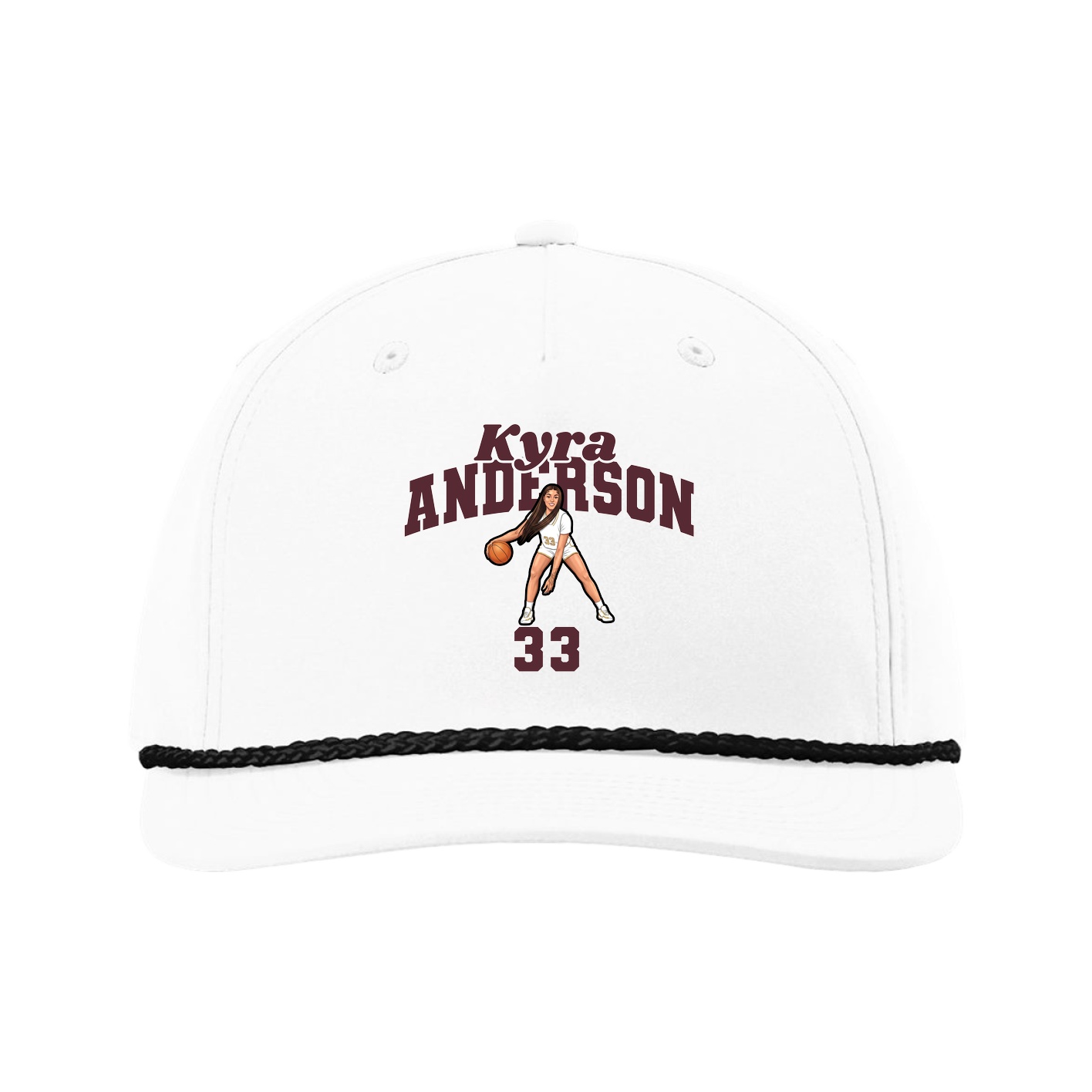 Five-Panel Classic Rope Cap — Signature Arch in White