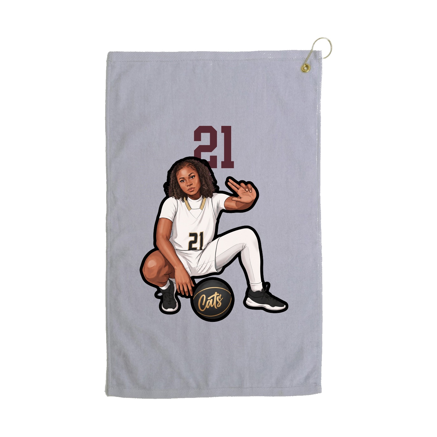 Golf Towel — Number Top in Grey