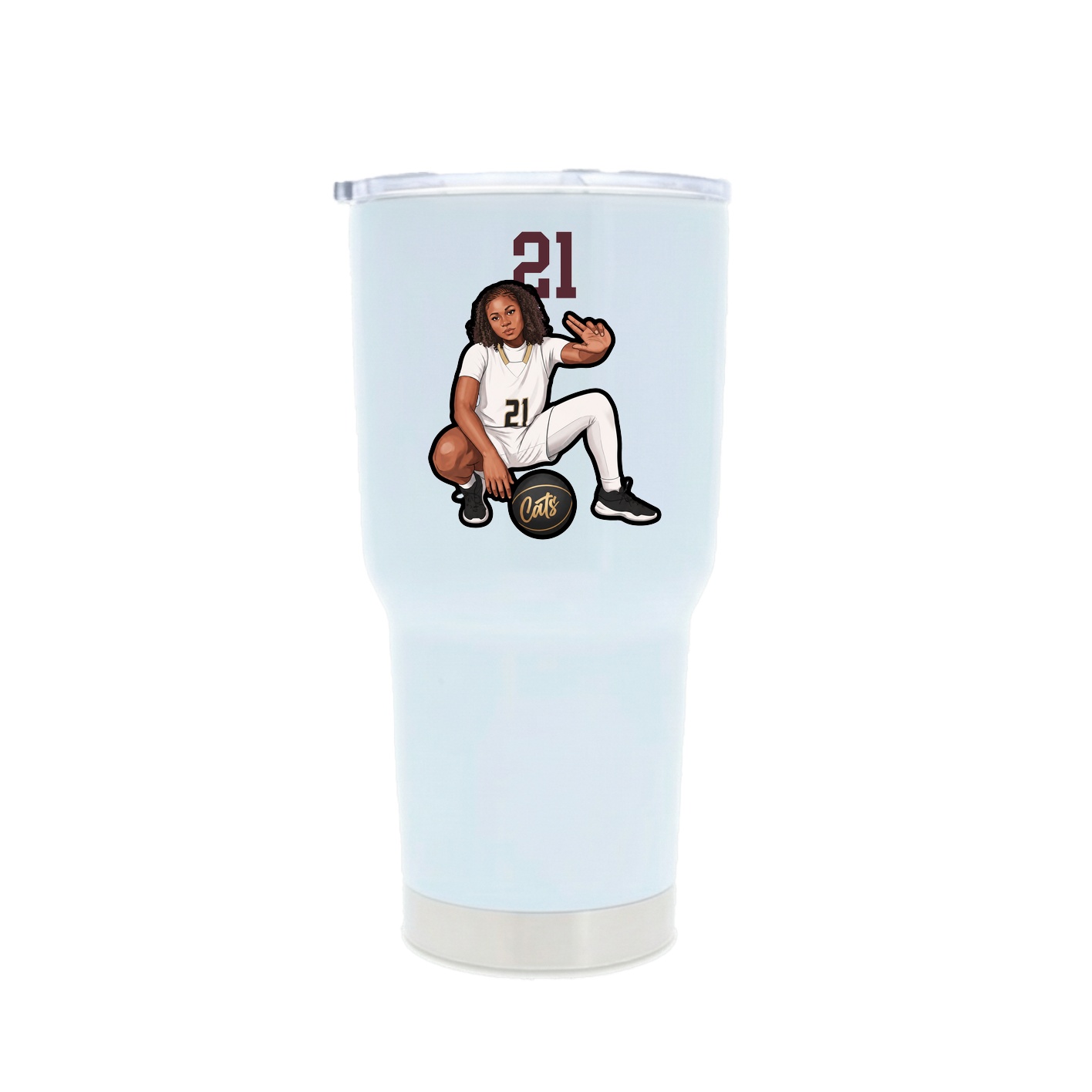 30oz Stainless Steel Tumbler — Number Top in White