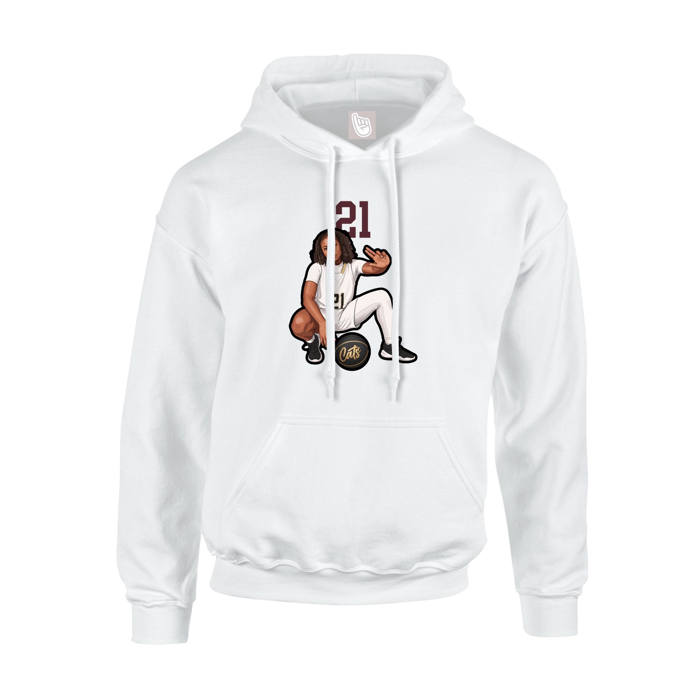 Youth Hoodie — Number Top in White