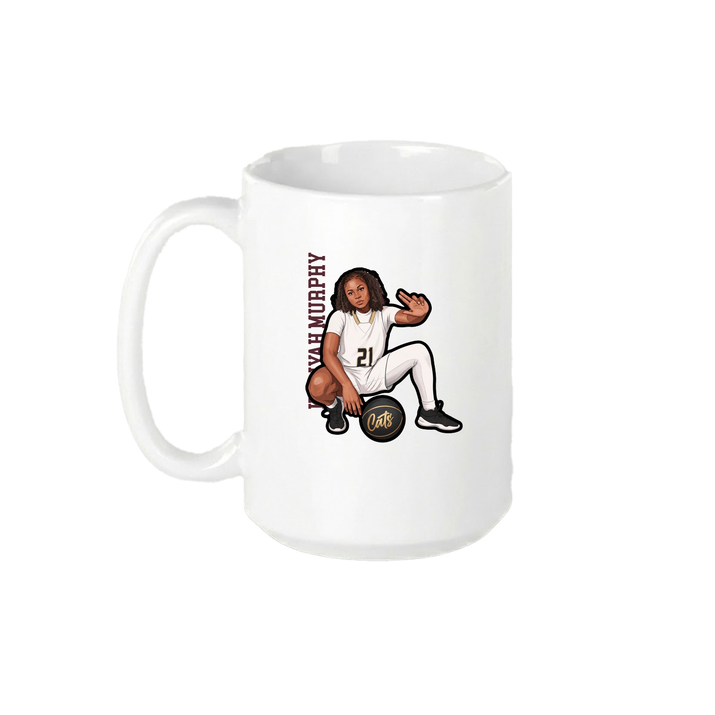 15oz Coffee Mug — Name Vertical in White