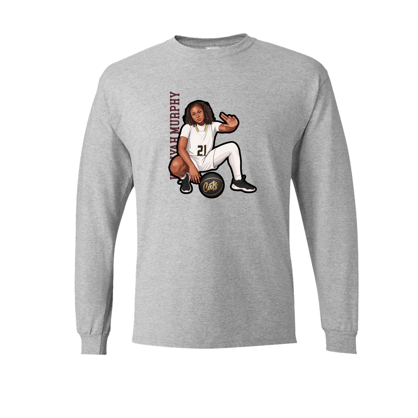 Long Sleeve Tee — Name Vertical in Grey
