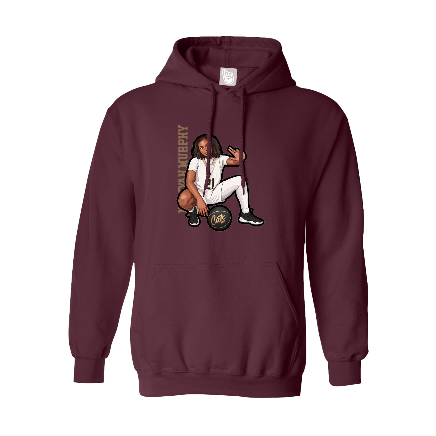 Youth Hoodie — Name Vertical in Maroon