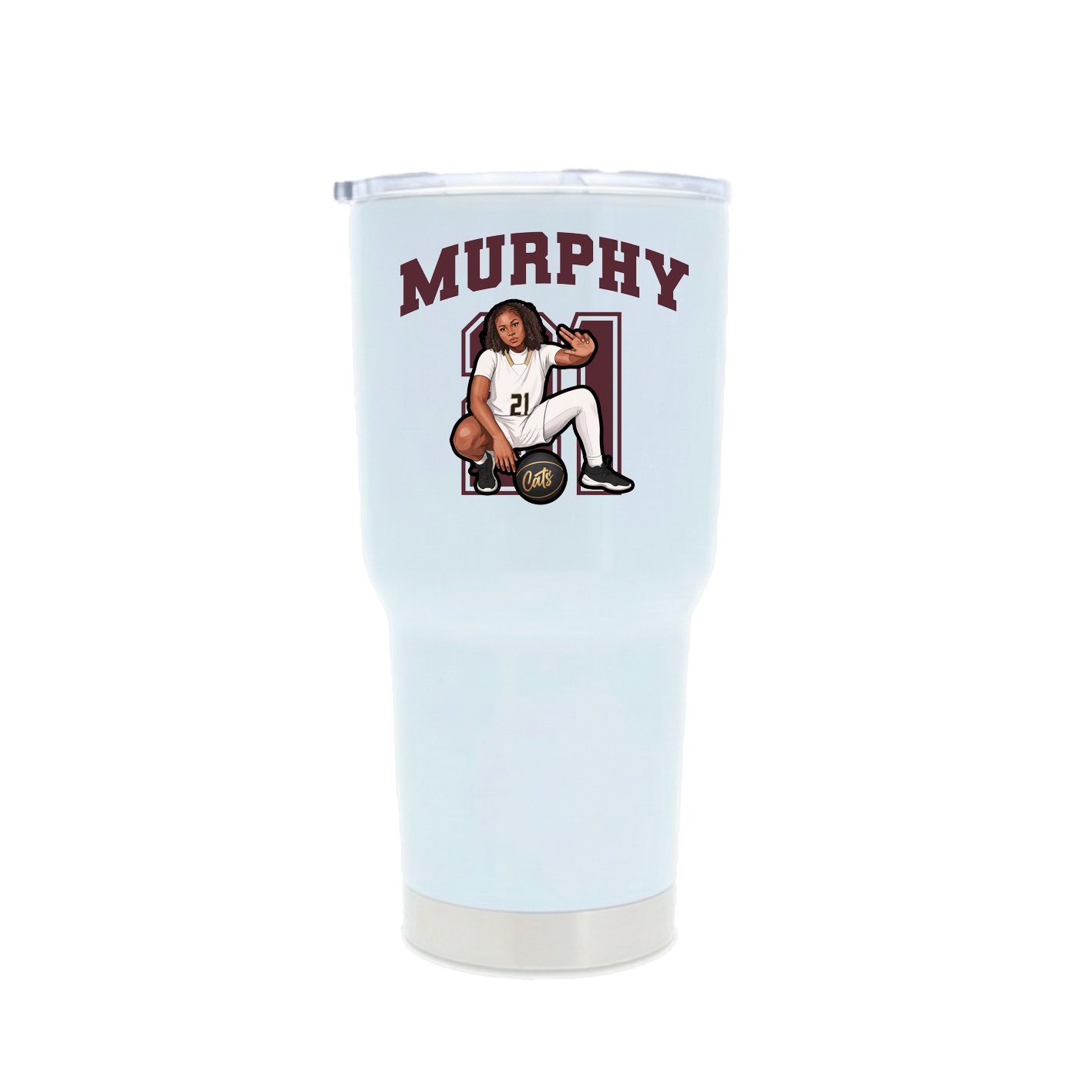 30oz Stainless Steel Tumbler — Number in White