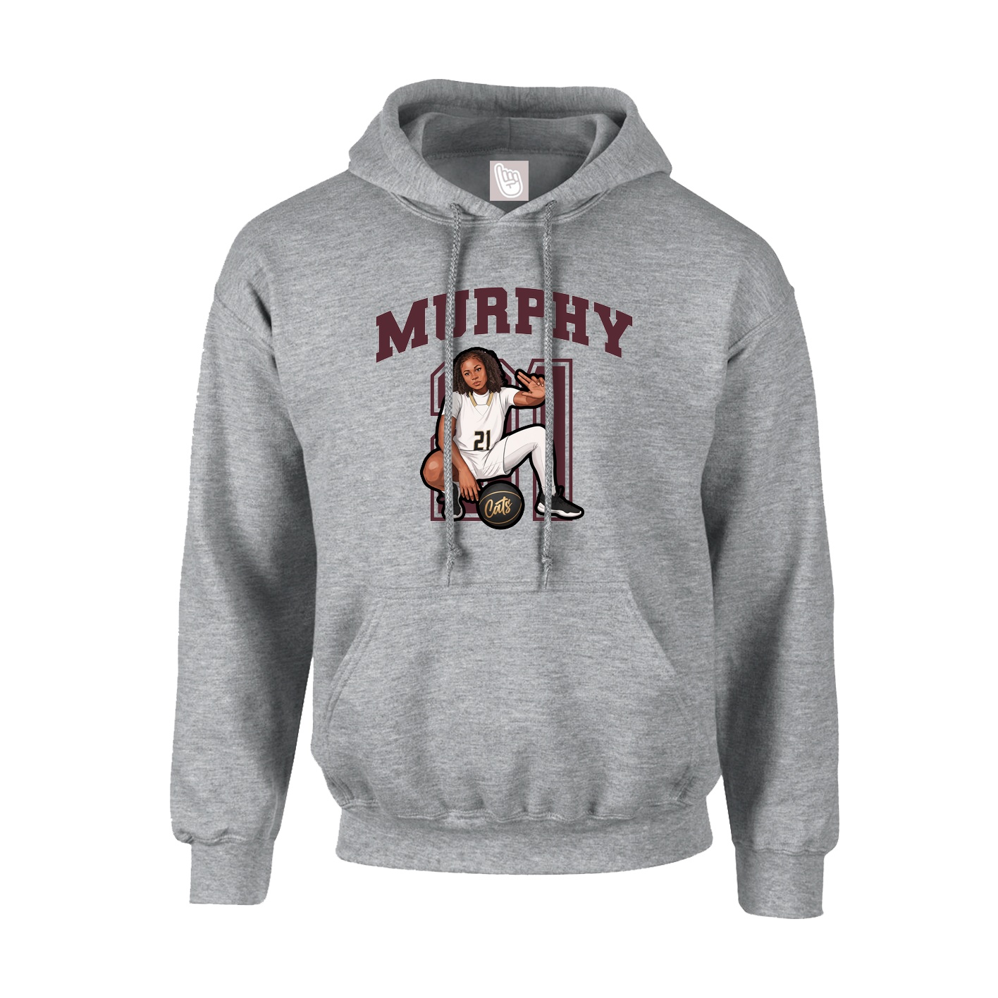 Youth Hoodie — Number in Grey
