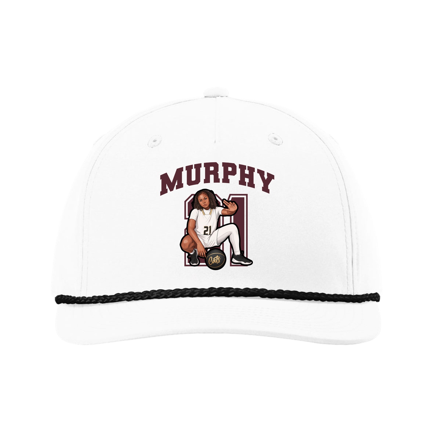 Five-Panel Classic Rope Cap — Number in White