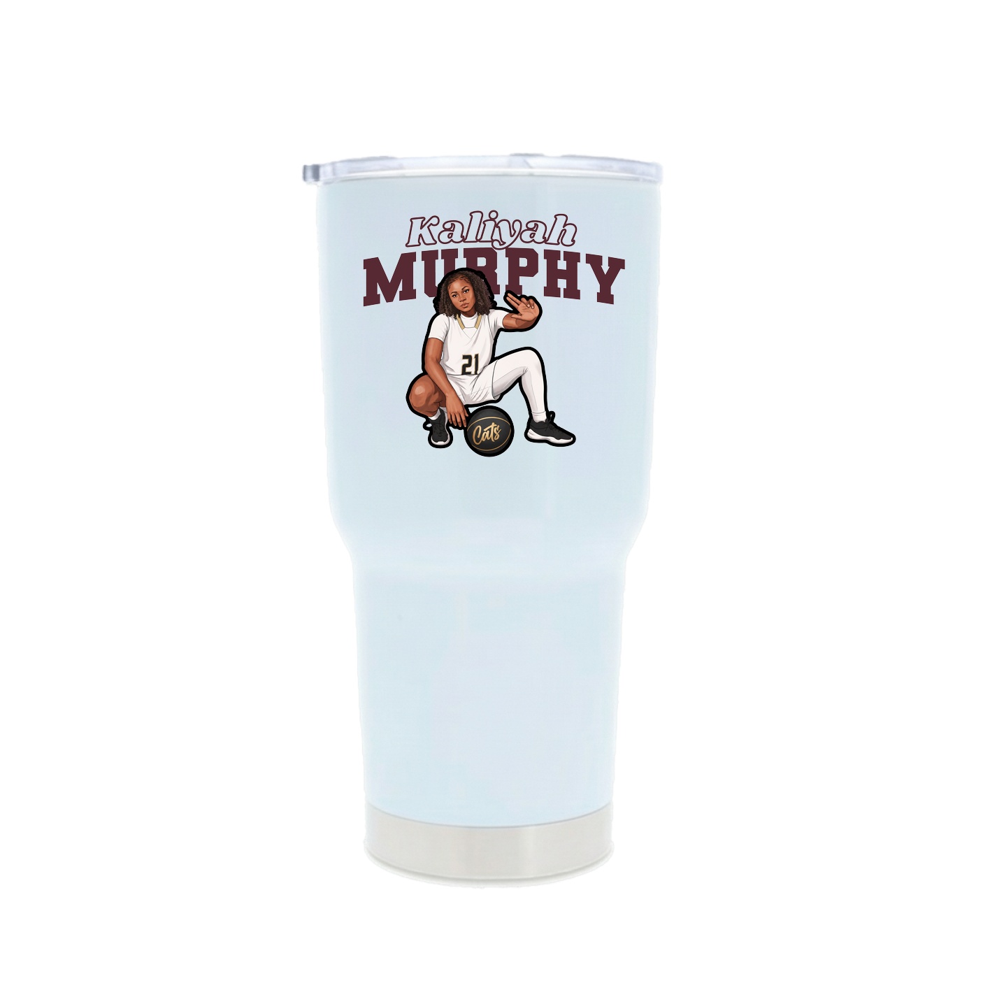 30oz Stainless Steel Tumbler — Name Arch in White